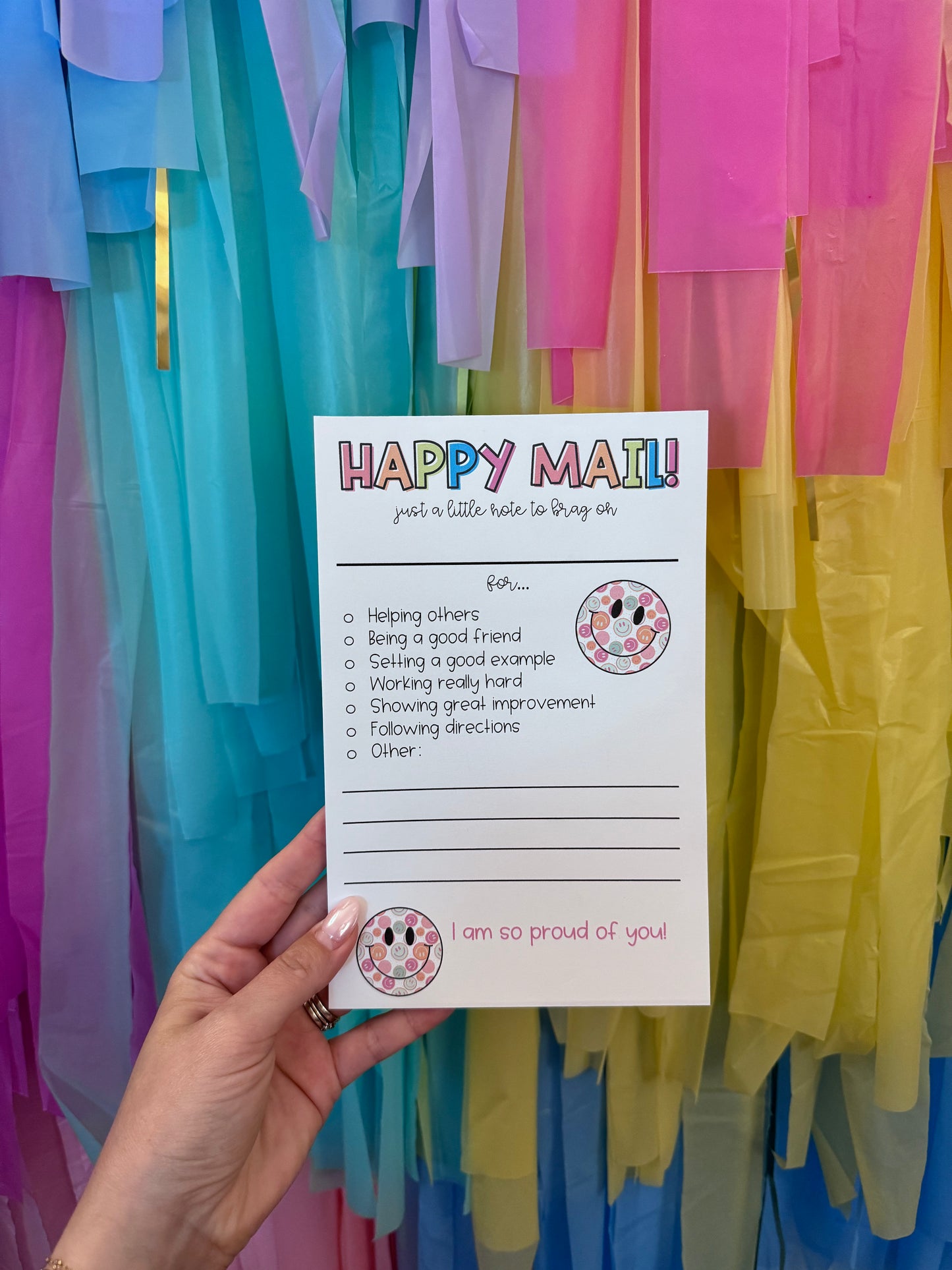 pastel happy mail notepad