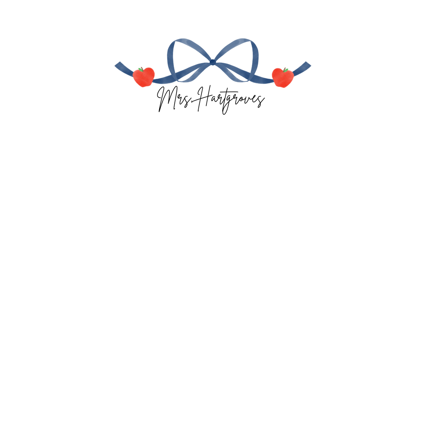teacher bow notepad | blue