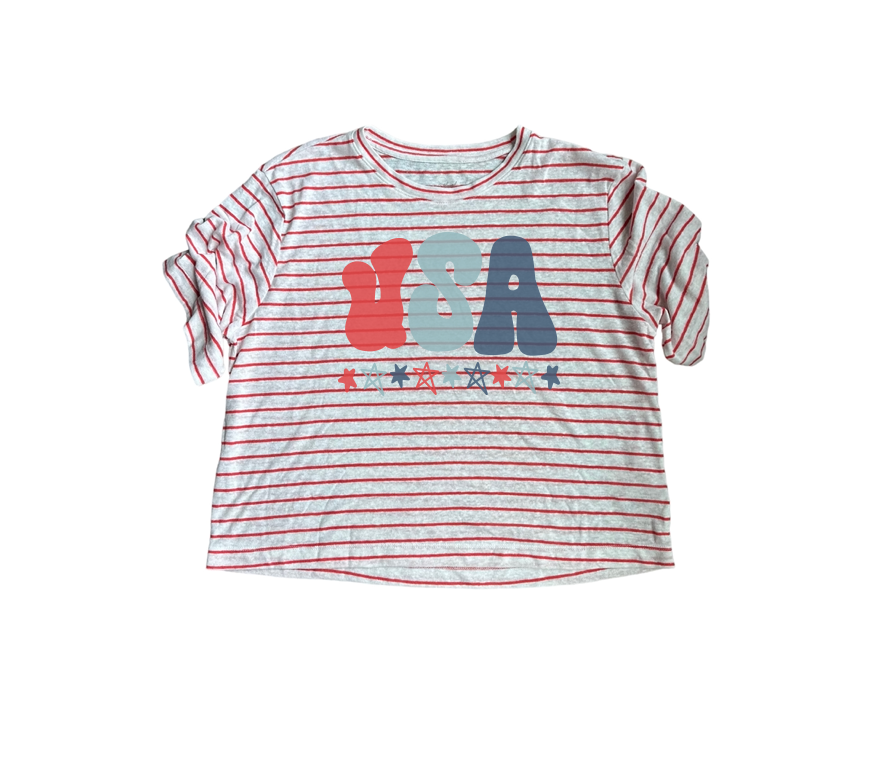 striped groovy USA tee