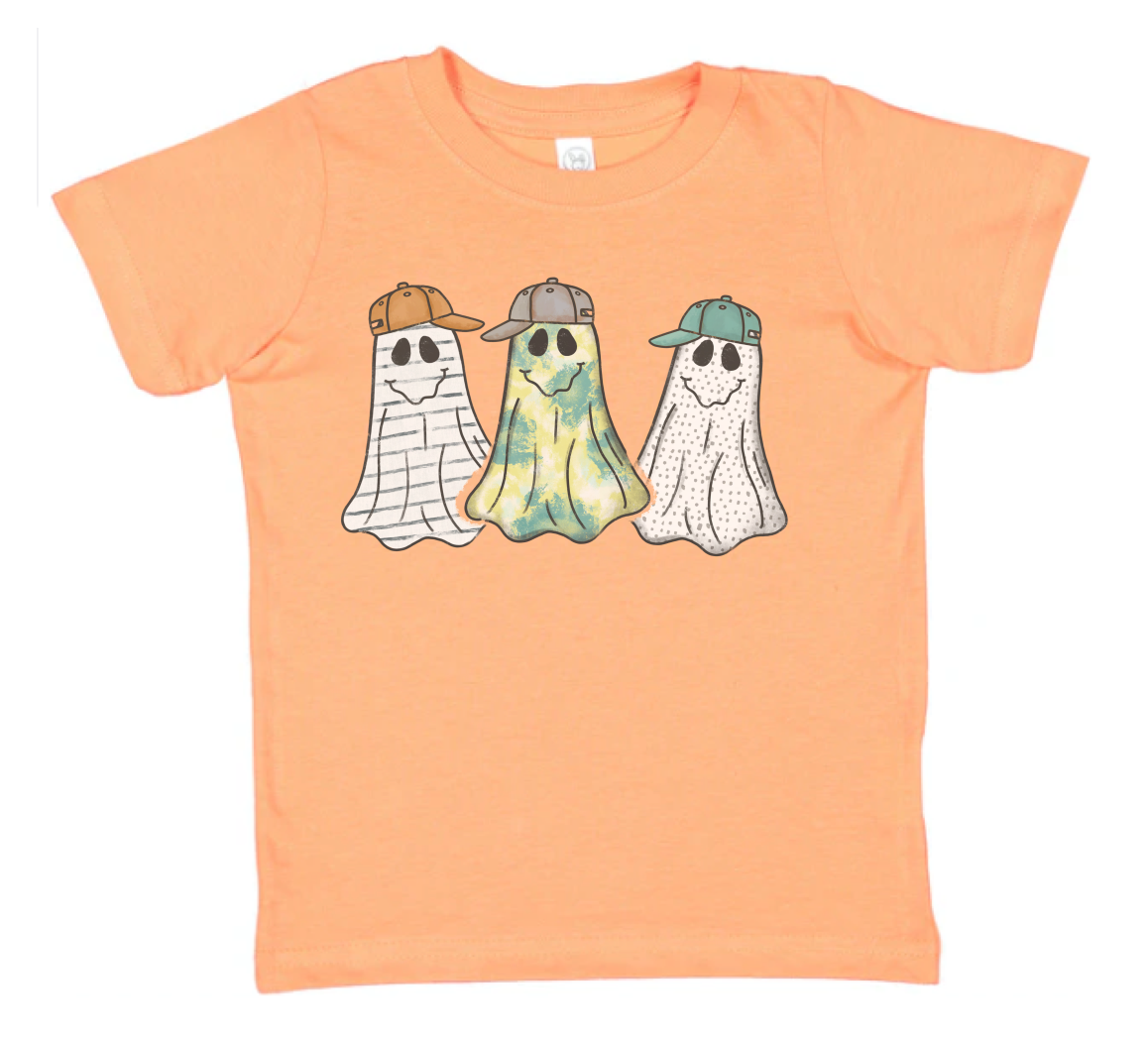 cool ghosts trio tee | papaya
