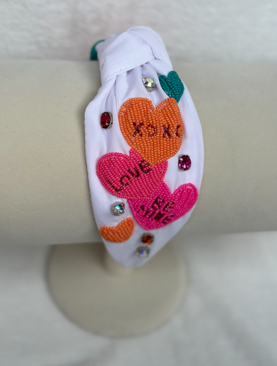 candy hearts headband | white