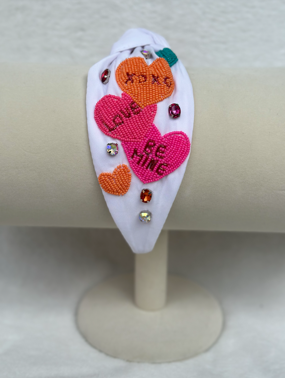 candy hearts headband | white