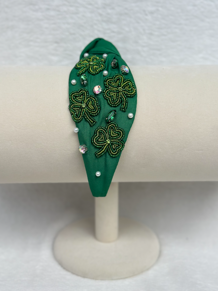 four leafed clover headband | green
