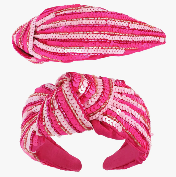 pink on pink sequin headband