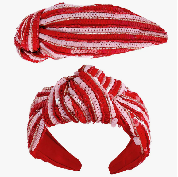 red + pink sequin headband