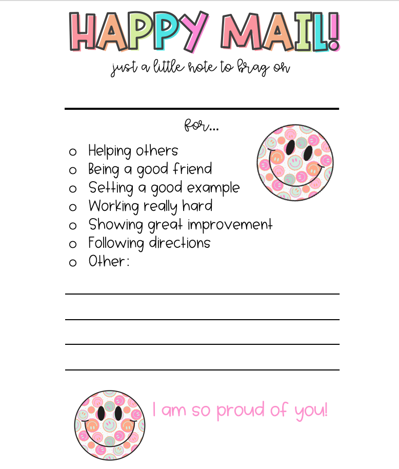 pastel happy mail notepad