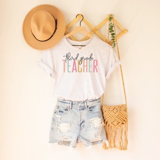 Colorful Block TEACHER Tee