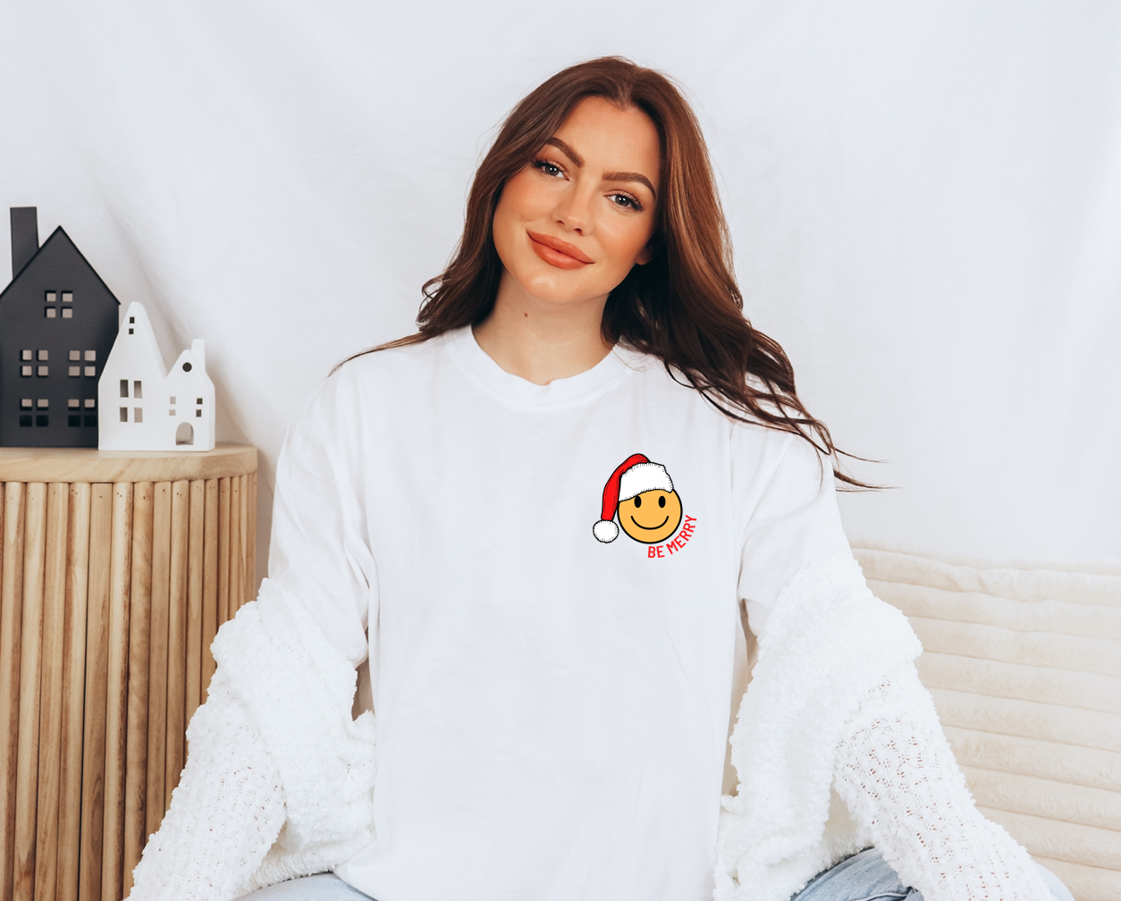 Be Merry Smiley Sweatshirt | Adult