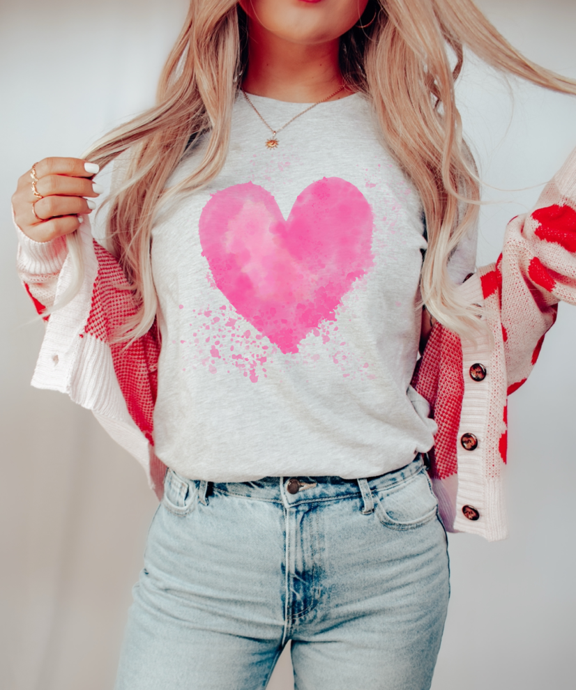 watercolor heart tee