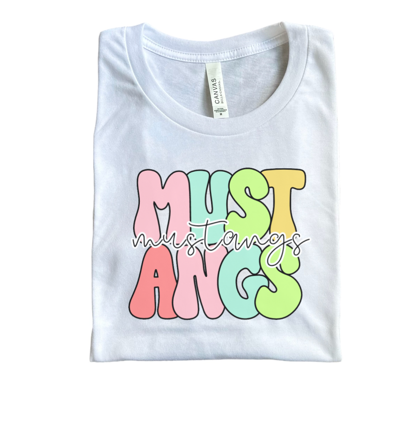groovy bright mustangs | white