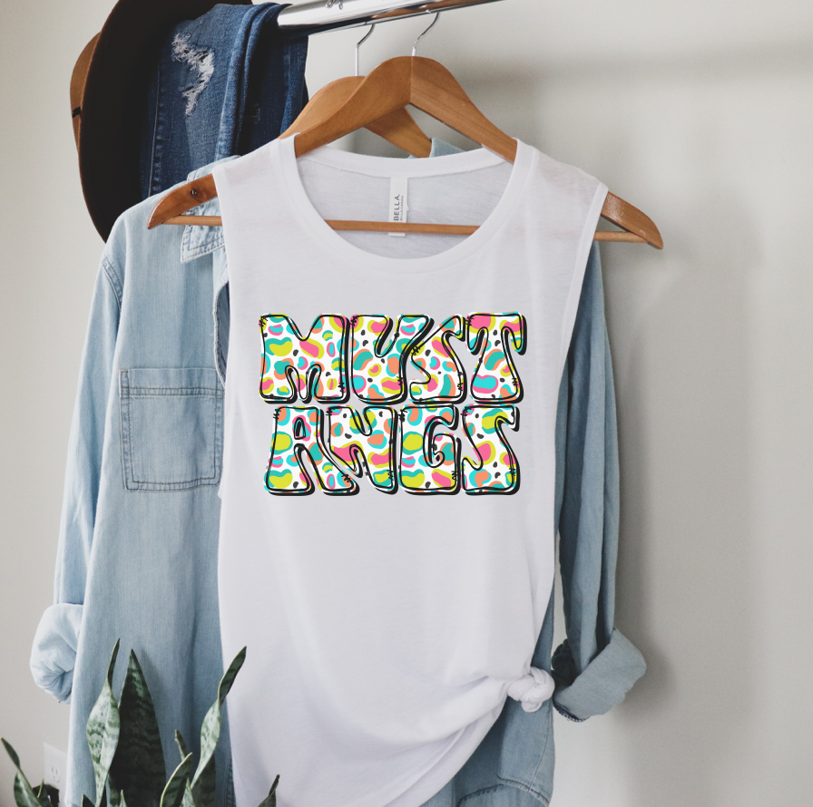 colorful leopard mustangs | white | adult