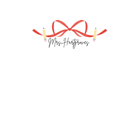 teacher bow notepad | red