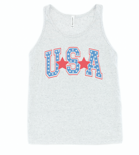 red white and blue usa tank | white flecked