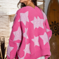 oversized star pullover sweater cardigan | pink