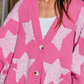 oversized star pullover sweater cardigan | pink