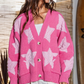 oversized star pullover sweater cardigan | pink