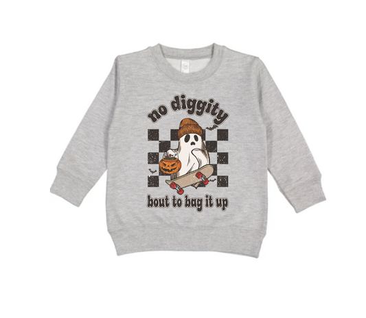 distressed no diggity bout to bag it up sweatshirt | athletic heather