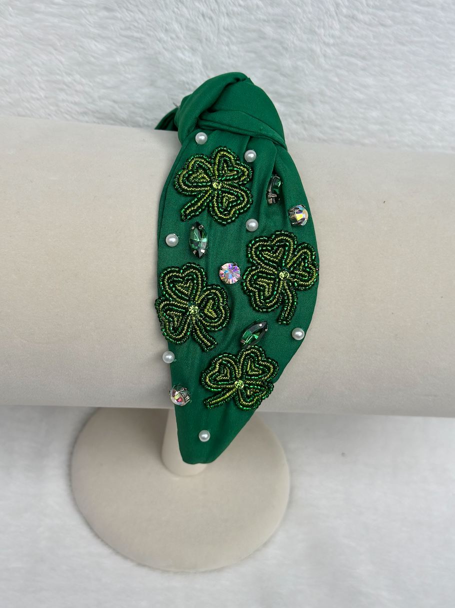 four leafed clover headband | green