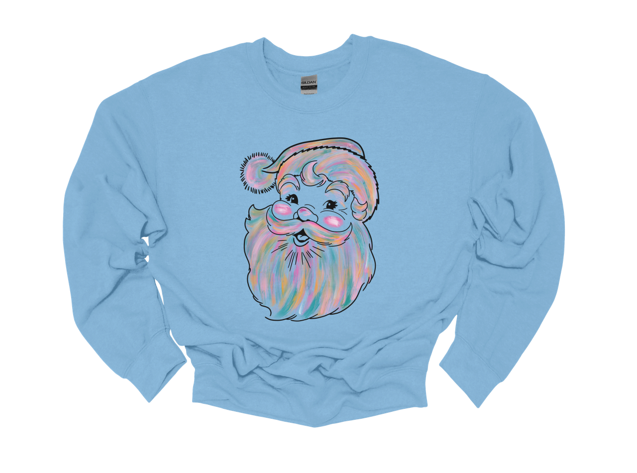 watercolor santa sweatshirt | baby blue