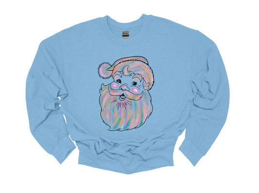 watercolor santa sweatshirt | baby blue