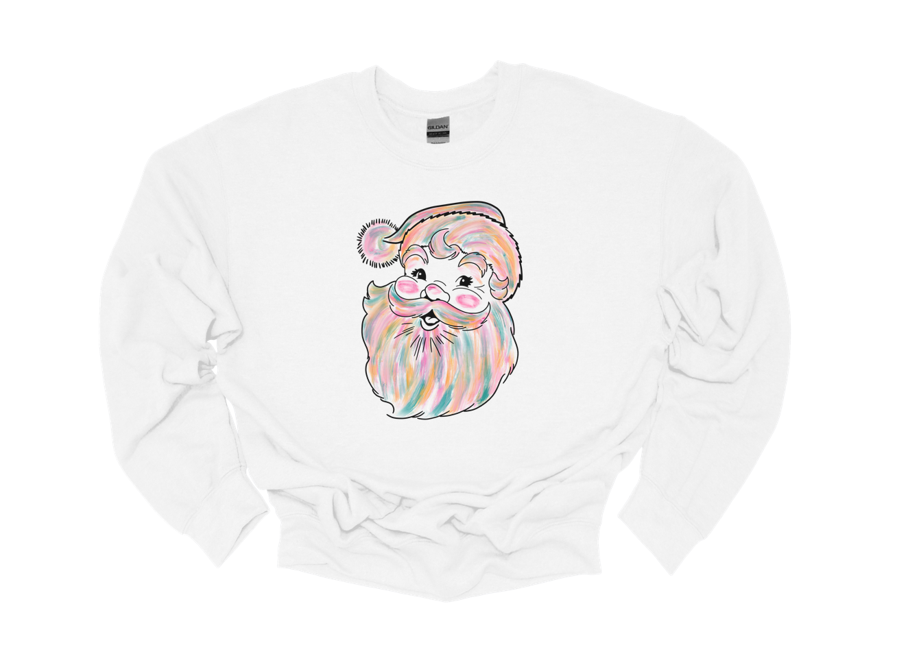 watercolor santa sweatshirt | white