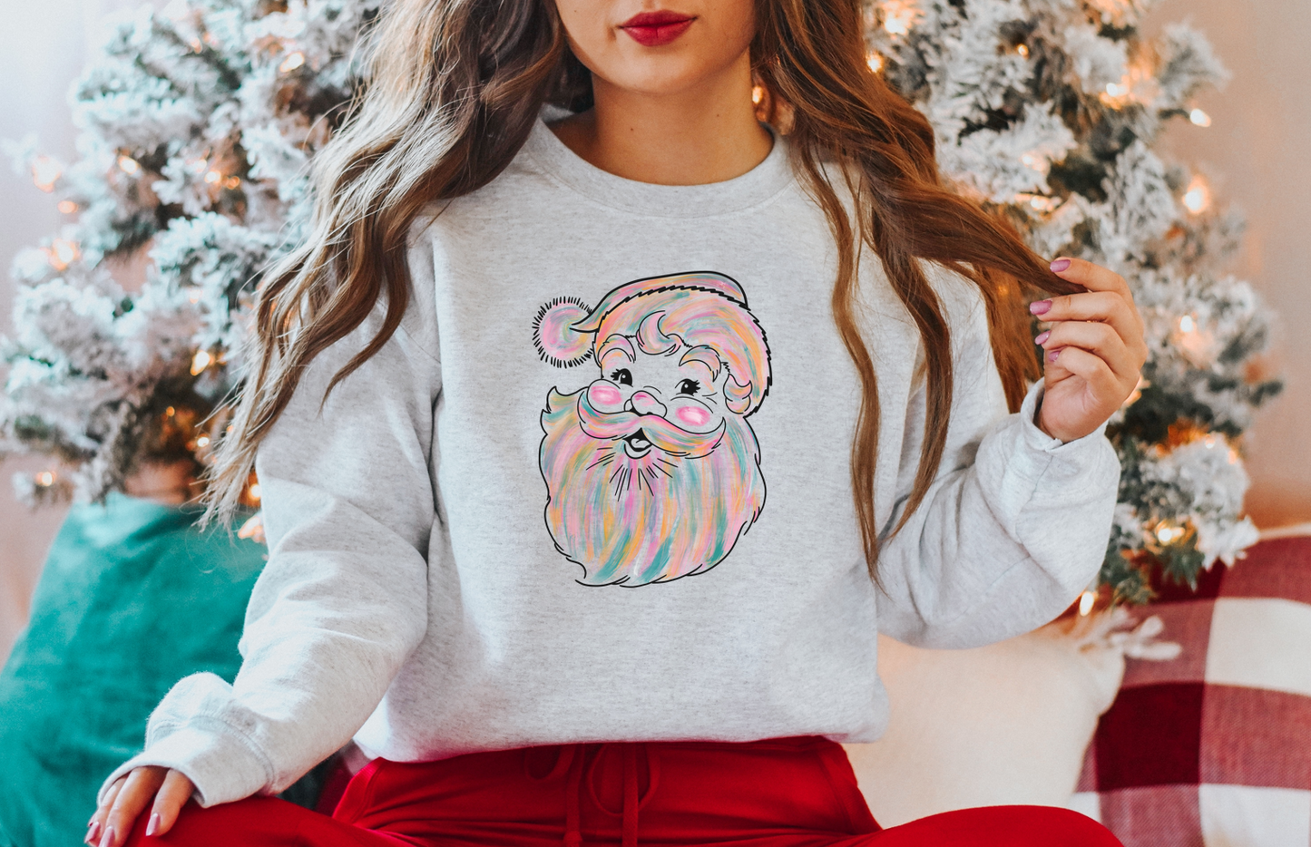 watercolor santa sweatshirt | ash