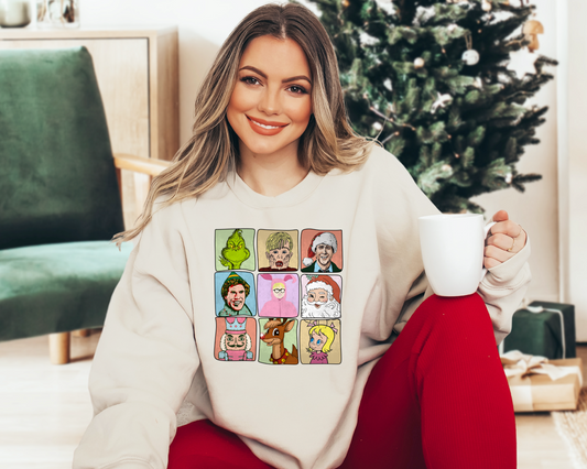 santa and friends sweatshirt | sand