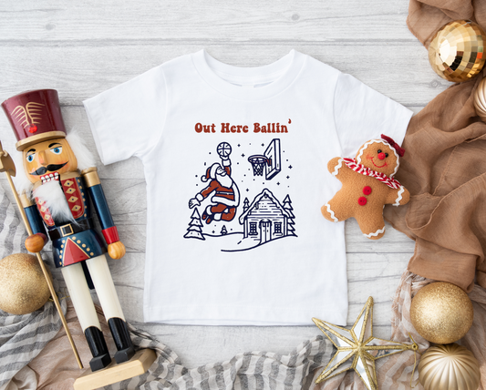 santa's out here ballin' tee | white