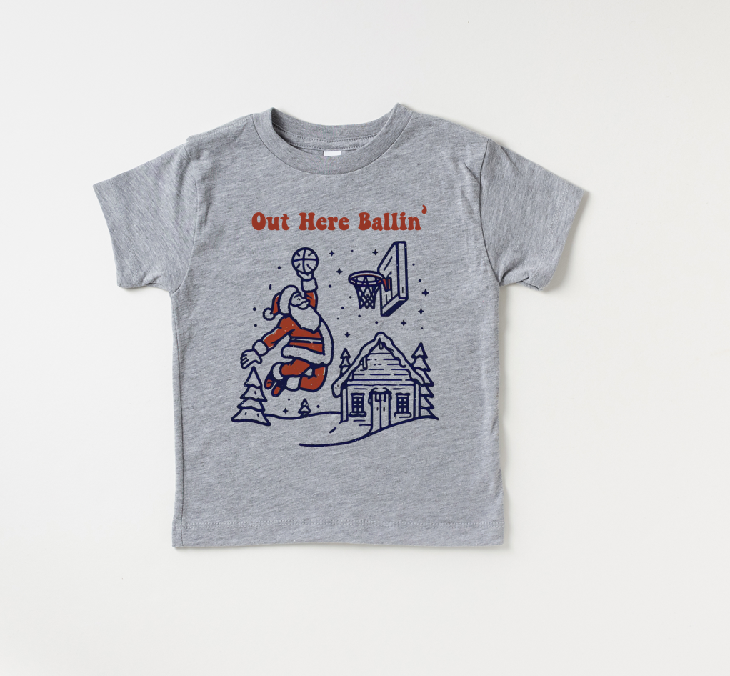 santa's out here ballin' tee | light grey