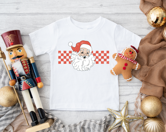 red checkered santa | white