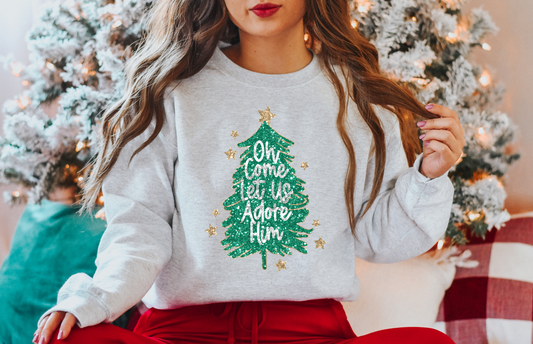 oh come let us adore him sparkles sweatshirt | ash