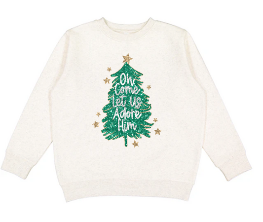 oh come let us adore him sparkles sweatshirt | oatmeal