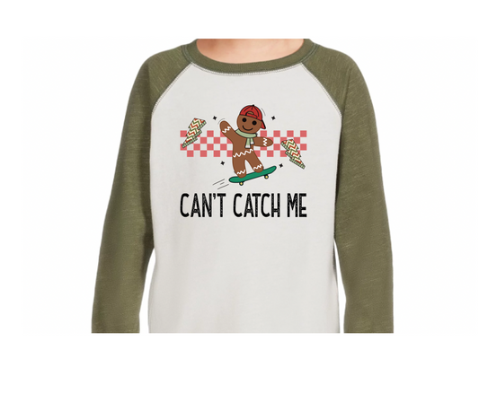 can't catch me raglan | heather green