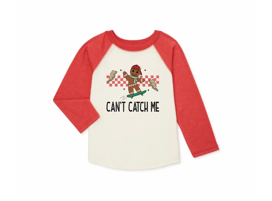 can't catch me raglan | heather red