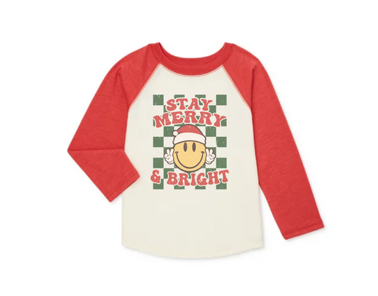 stay merry and bright raglan | heather red