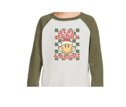 stay merry and bright raglan | heather green