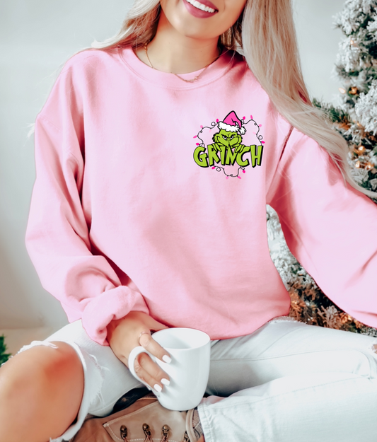 in my grinch era sweatshirt | light pink