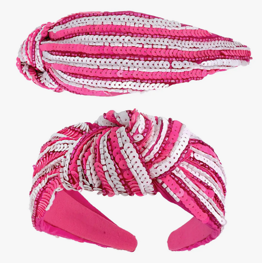 pink + white sequin headband