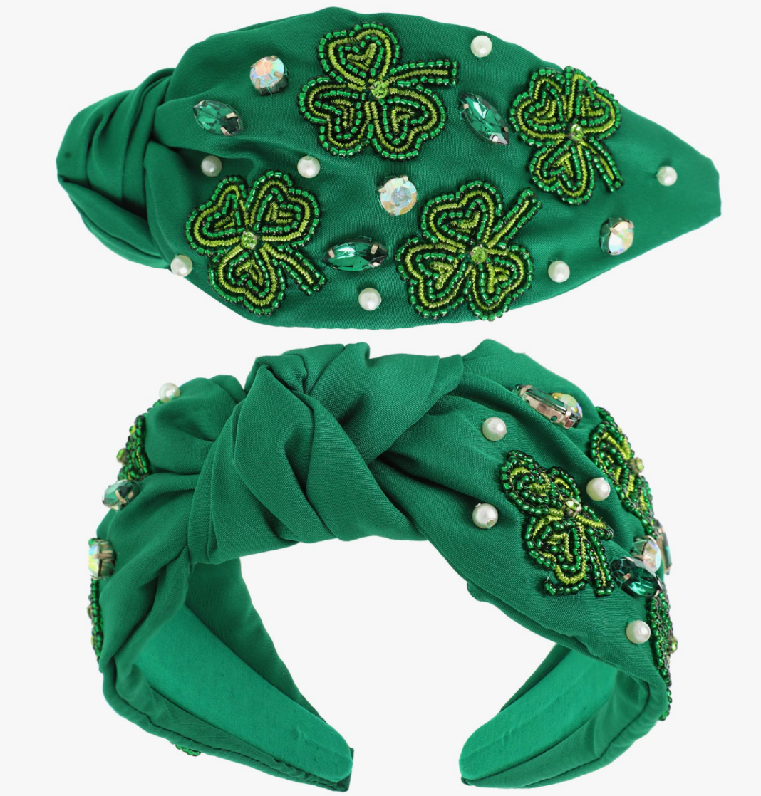 four leafed clover headband | green