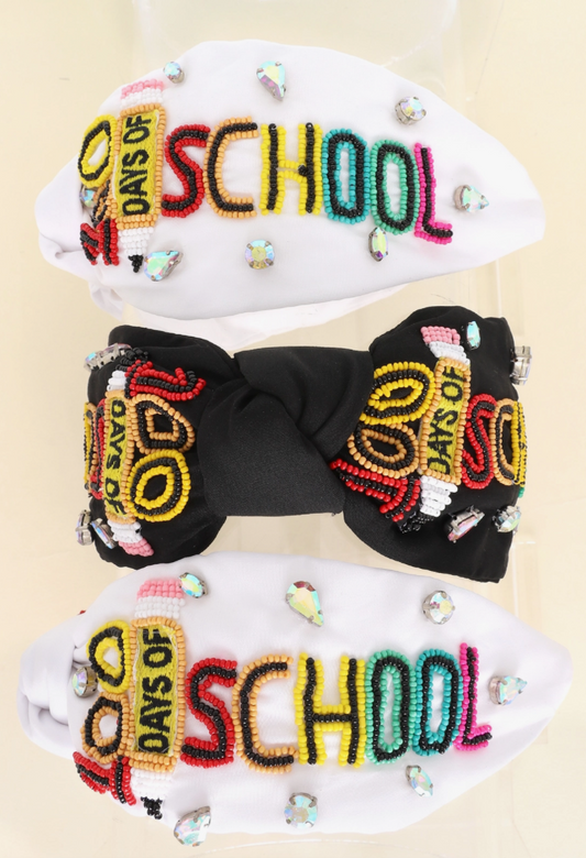 100 days of school headband | white