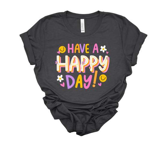 have a happy day tee | heather black | adult