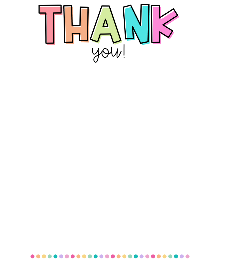 bright spotty thank you notepad