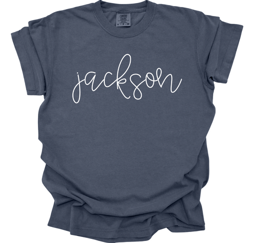 white scripty jackson | DENIM