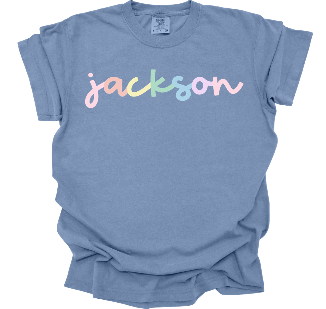 pastel rainbow peach market jackson | washed denim