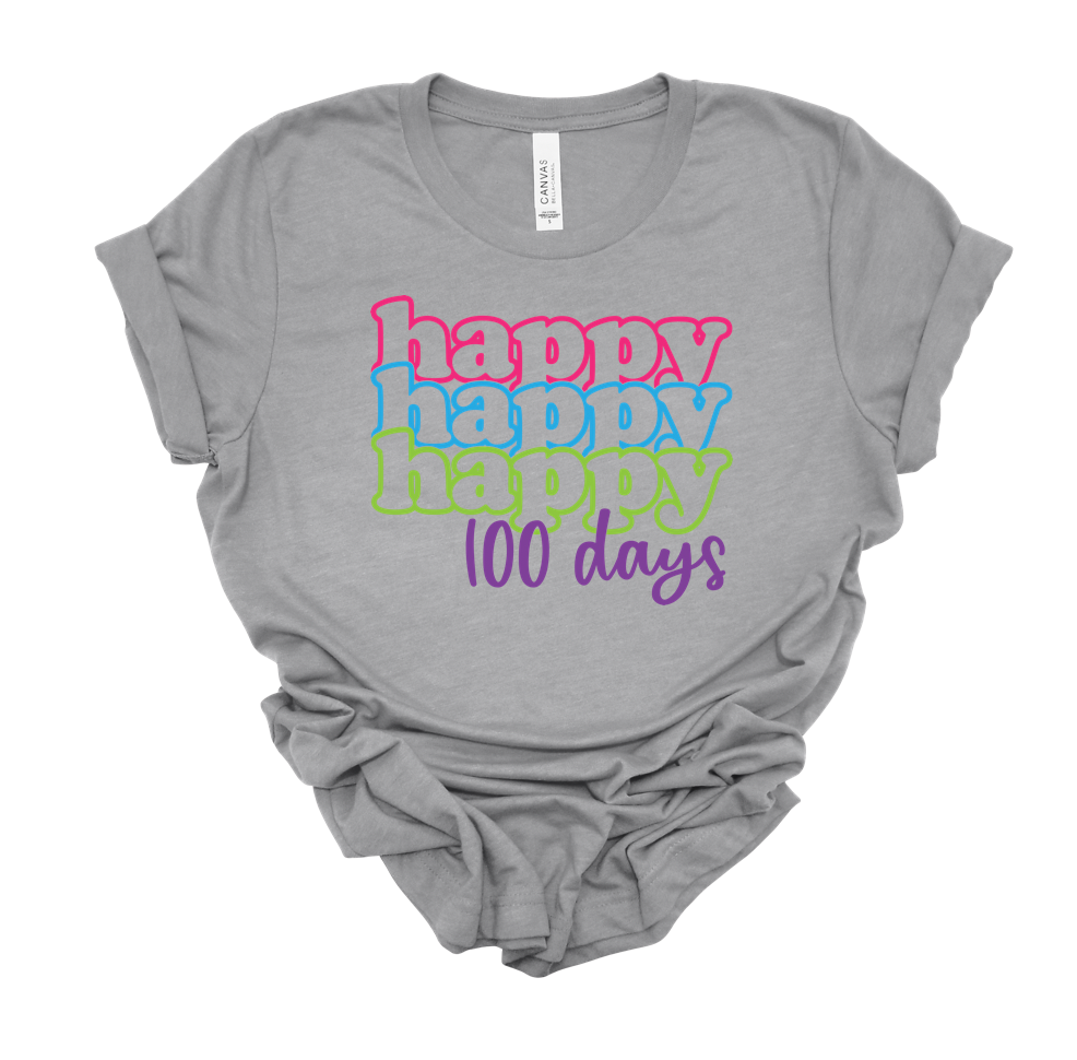 stacked 100th day | heather athletic bella canvas