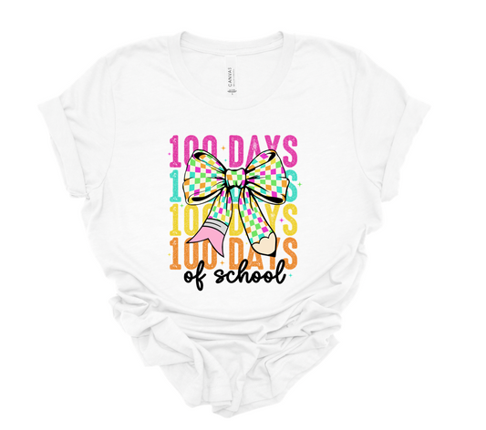 100th day coquette bow | white bella canvas