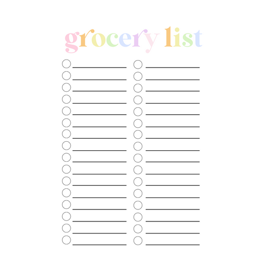 pastel grocery list notepad