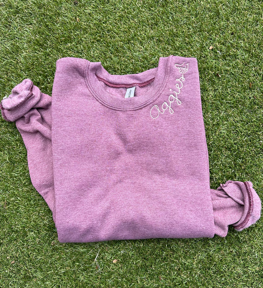 Embroidered Neckline Sweatshirt | Aggie & Gig Em