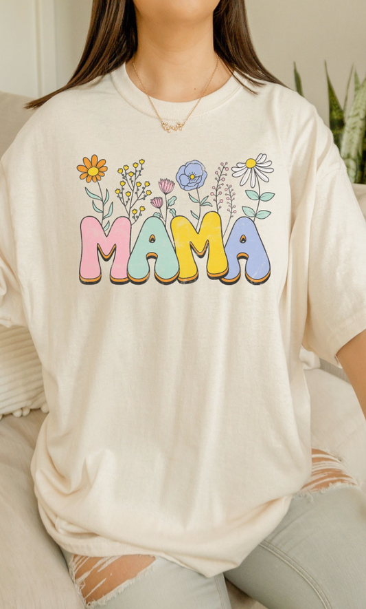 Retro Wildflower Mama Oversized Graphic Tee
