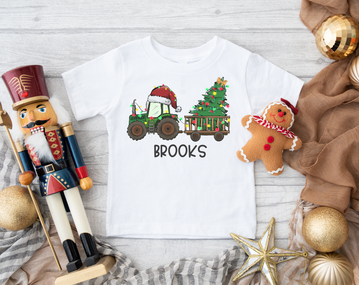 Personalized Christmas Tractor Tee